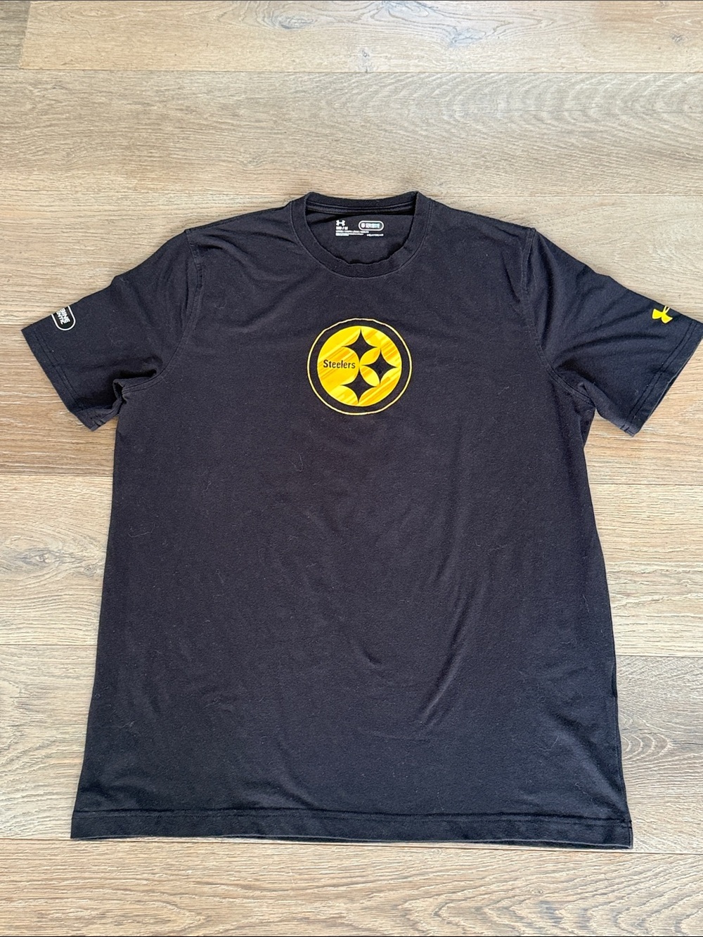 Under Armour Steelers Combine Authentic Black Heatgear Loose Fit Logo T‑Shirt-M